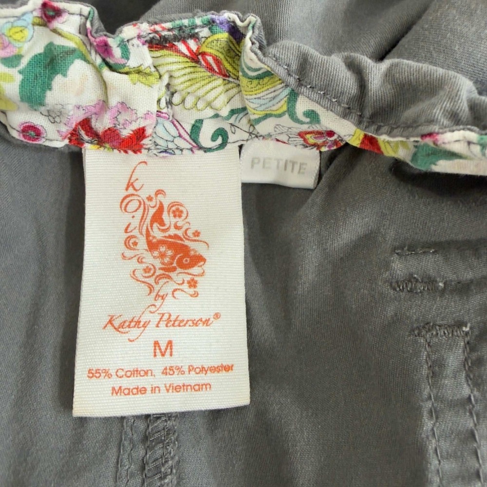 Koy by Kathy Peterson Women's Cargo Pants Gray Drawstring Pockets Size MP - Picture 6 of 6